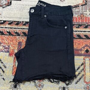 American Eagle Outfitters Black Frayed Hem Denim Shorts